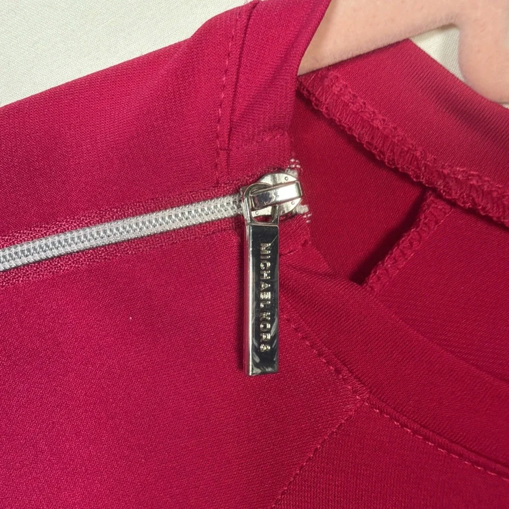 Michael Kors Womens Small Pink‎ Long Sleeve Top Zipper Shoulder Detail